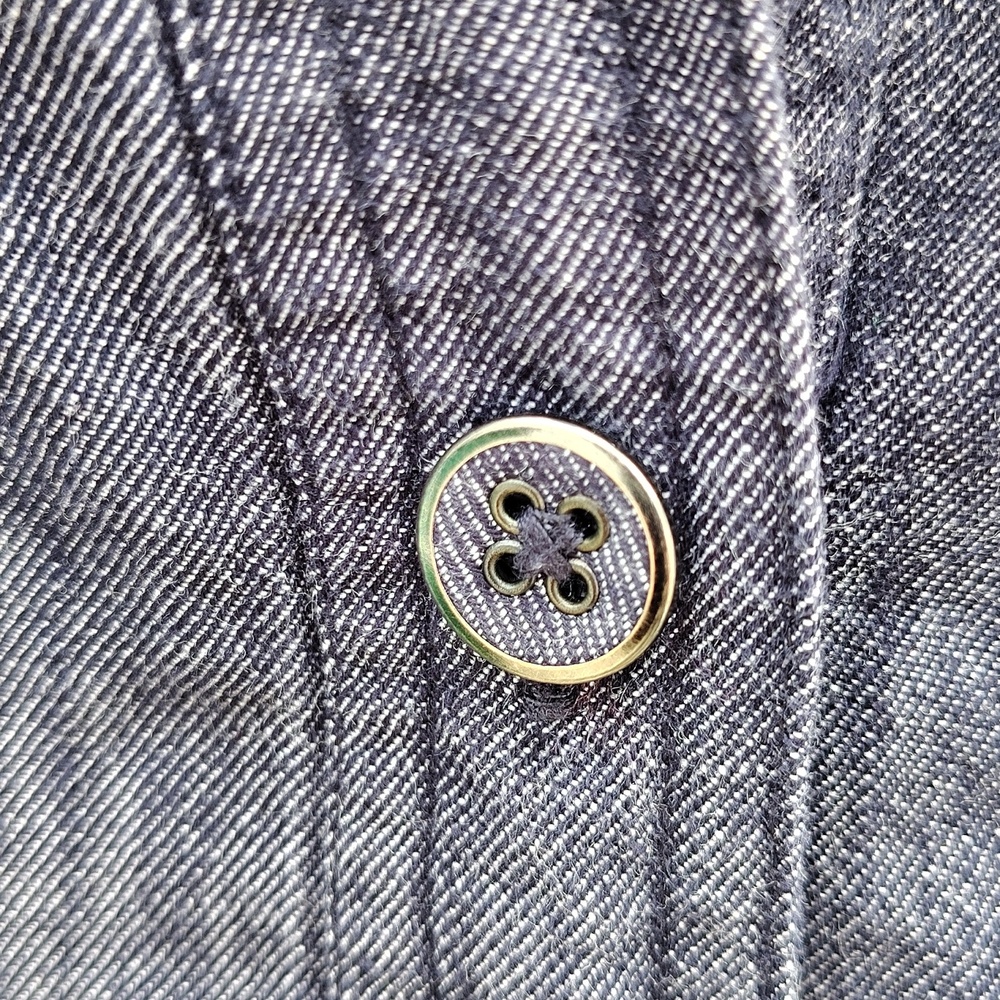 Denim Button-Up Ruffle Collar Shacket - Picture 4 of 8